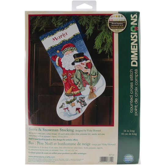 Dimensions&#xAE; Santa &#x26; Snowman Stocking Counted Cross Stitch Kit
